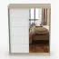 Armadio scorrevole Galtee 02 | Bianco e rovere Sonoma | Specchio frontale | 2 ante, 6 scomparti | 195 x 160 x 61 cm