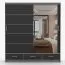 Armadio scorrevole grigio/nero con specchio | 2 ante, 12 scomparti, 3 cassetti | 218 x 203 x 61 cm
