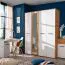 Armadio guardaroba Brus 01 | Rovere Artisan e bianco | 1 anta specchio | 6 scomparti | 203,5 x 157,5 x 53 cm