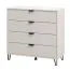 Cassettiera moderna 4 cassetti | finitura cashmere | maniglie e gambe nere | bordi in ABS | 90,5 x 93 x 40 cm