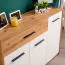 Madia "Brus" 04 | Rovere Artisan/Bianco | 3 ante, 1 cassetto, 4 scomparti | 80,5 x 119 x 33 cm
