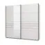 Armadio ad ante scorrevoli "Petrovac" 07, bianco opaco, 1 anta a specchio, 2 ripiani, 2 barre appendiabiti, bordi in ABS, 220 x 61 x 217,5 cm