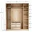 Armadio anta a libro beige/rovere | 3 cassetti | 3 appendiabiti | LED integrato | Soft-close | 200 x 60 x 240 cm