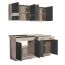 Cucina "Kolubara" 02, grigio rovere / grafite, 1 pensile con ante in vetro, 1 cassetto, lunghezza 1,6 m