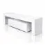 Mobile TV Zolvini | Bianco lucido | 140 x 35 x 47,5 cm | ampio ripiano ribaltabile | Push to Open | Robusto e resistente | completamente laccato