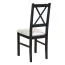 Sedia pranzo imbottita Derbent | Rivestimento grigio chiaro/beige | Legno massiccio di faggio nero | Altezza seduta 47 cm