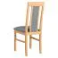 Sedia in legno di faggio massiccio | Look rovere Sonoma | Schienale imbottito | Tessuto grigio | Comfort elevato