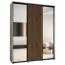 Armadio scorrevole Mina con specchio | Bianco & Quercia | Maniglie nere | 235,2x200x60 cm | Molti scomparti