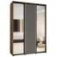 Armadio Mina ante scorrevoli con specchio | Bianco e rovere | 235,2 x 170 x 60 cm | Maniglia nera