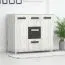 Cassettiera rovere Artisan | Legno di pino | 2 ante, 3 cassetti, 6 scomparti | Maniglie in legno | 103 x 120 x 42 cm