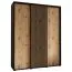 Armadio scorrevole Tharo nero e rovere | Salvaspazio per soggiorno o camera | 235,2 x 190 x 45 cm | Maniglie metallo nero