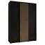 Armadio nero Tharo | Ante scorrevoli salvaspazio | Design moderno | Maniglie in metallo | 235,2 x 180 x 45 cm