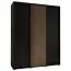 Armadio nero Tharo ante scorrevoli | Design moderno | Maniglie metallo nero | Spazzole antipolvere | 235,2 x 190 x 45 cm | Salvaspazio
