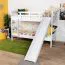 Letto a castello bianco con scivolo | 90 x 200 cm | faggio massello laccato | divisibile | Easy Premium Line K25/n
