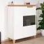 Vetrinetta moderna Safotu 03 | Bianco lucido e noce | Sistema Soft-Close | 3 scomparti | 122 x 95 x 41 cm