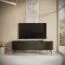 Mobile TV design moderno Sloughia 13 nero | 2 scomparti ribaltabili | 51 x 163 x 38 cm | Protezione bordi in ABS