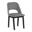 Set sala da pranzo 5 pezzi | Tavolo rotondo nero/rovere, gambe metallo | 4 poltrone imbottite grigio