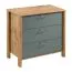 Mobile con cassetti Braianik 19 | Rovere Wotan e verde | 3 cassetti | Metallo oro opaco | 81x90x47 cm