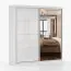 Armadio scorrevole Sredna 07 | Bianco lucido con specchio | 2 ante, 7 scomparti, 3 cassetti | 218 x 203 x 61 cm