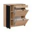 Set ingresso 5 pezzi Angvik | Rovere e nero | 2 scarpiere, armadio, mensola con specchio, appendiabiti 4 ganci