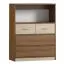 Cassettiera 4 cassetti noce/acero | 110 x 85 x 37 cm | Design moderno e pratico