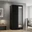 Armadio nero con specchio | Frontali dogati | 200 x 84 x 60 cm | 2 ante, 7 ripiani, asta appendiabiti | Bordi ABS