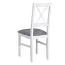 Set pranzo 5 pezzi | Tavolo rotondo bianco | 4 sedie legno bianco rivestite grigio | Piano laminato