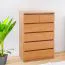 Cassettiera Kebumen 22 ontano | 6 cassetti | 102 x 65 x 42 cm | Design moderno