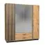 Armadio Trevalli 18 con 2 ante a specchio | Rovere / Nero | 205 x 197 x 52 cm | Ampio spazio contenitivo