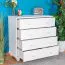 Cassettiera in pino massello laccato bianco Junco 138 | 4 cassetti spaziosi | 82 x 80 x 42 cm | Design moderno
