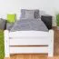 Letto singolo bianco, letto per ospiti di alta qualità, faggio massiccio 118, incl. rete a doghe, superficie di riposo 80 x 200 cm