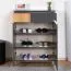 Scarpiera Vaitele 04 antracite lucido/noce | 101 x 76 x 35 cm | Design moderno | Pratica organizzazione