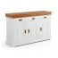 Cassettiera Jabron 01 in pino massiccio | Bianco e pino naturale | 88 x 140 x 43 cm | Stile country