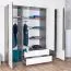 Armadio guardaroba Sousse 01 | 4 ante battenti, 2 specchi | Grigio/Bianco | 202 x 200 x 57 cm