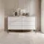 Cassettiera moderna Worthing 64 | 6 cassetti capienti | Bianco/Nero/Oro | 91 x 154 x 39 cm | Design elegante