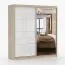 Armadio scorrevole Sredna 02 | Rovere Sonoma e bianco | Specchio frontale | 7 scomparti, 3 cassetti | 218 x 203 x 61 cm