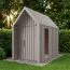 Casetta da giardino con finestra in vetro di sicurezza | Grigio-marrone | 162,4 x 207,7 cm | Superficie di base: 4,50 m² | Stile scandinavo | Tetto a due falde | Legno di abete rosso | Malmö 18