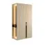 Armadio moderno Acharnes 03 | Rovere Barista/Nero | 2 ante battenti | 4 ripiani in legno | Specchio e LED