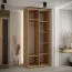 Armadio Mina 1,1 m rovere | Ante scorrevoli | Look moderno | Robusto | Maniglie acciaio nero