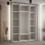 Armadio Mina con ante scorrevoli bianco/nero | Doghe in rovere | Maniglia acciaio nero | 235,2 x 160 x 60 cm | Massima capienza