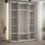 Armadio Mina con ante scorrevoli e specchio | Bianco e quercia | Spazzole antipolvere | 235,2 x 180 x 60 cm | Ampia capacità