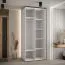 Armadio Mina ante scorrevoli | Bianco/Nero | Laminato | Maniglie metallo nero | Salvaspazio 235,2 x 120 x 60 cm