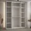 Armadio a specchio Mina bianco con maniglie nere, ante scorrevoli e ampio spazio, ideale per camera e soggiorno, 235,2x190x60 cm