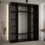 Armadio scorrevole bianco e nero Mina | Spazzole antipolvere | Ampio spazio | Maniglie metallo | 235,2 x 190 x 60 cm
