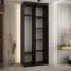 Armadio nero Mina con ante scorrevoli | Spazzole antipolvere | Ampio spazio | Specchio grande | 235,2 x 110 x 60 cm
