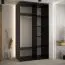 Armadio nero Mina con ante scorrevoli e specchio | Salvaspazio | Spazzole antipolvere | 235,2 x 130 x 60 cm