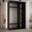 Armadio Mina ante scorrevoli con specchi | Nero e quercia | Maniglie metallo nero | 235,2 x 150 x 60 cm