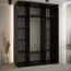Armadio scorrevole Mina nero e rovere | Ante a specchio | Maniglie in metallo nero | 235,2 x 170 x 60 cm | Per soggiorno o camera