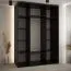 Armadio nero Mina con ante scorrevoli e specchi | Design moderno | Maniglie in metallo nero | Spazzole antipolvere incluse | 235,2 x 180 x 60 cm