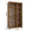 Armadio Mina rovere con specchio | Ante scorrevoli | Maniglie nere | 235,2 x 130 x 60 cm | Spazioso e moderno